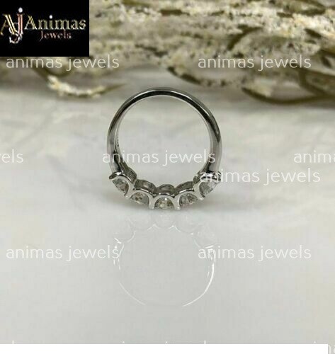 3CT Moissanite 5-Stone Anniversary Ring Wedding Band Real Sterling Silver Size 6