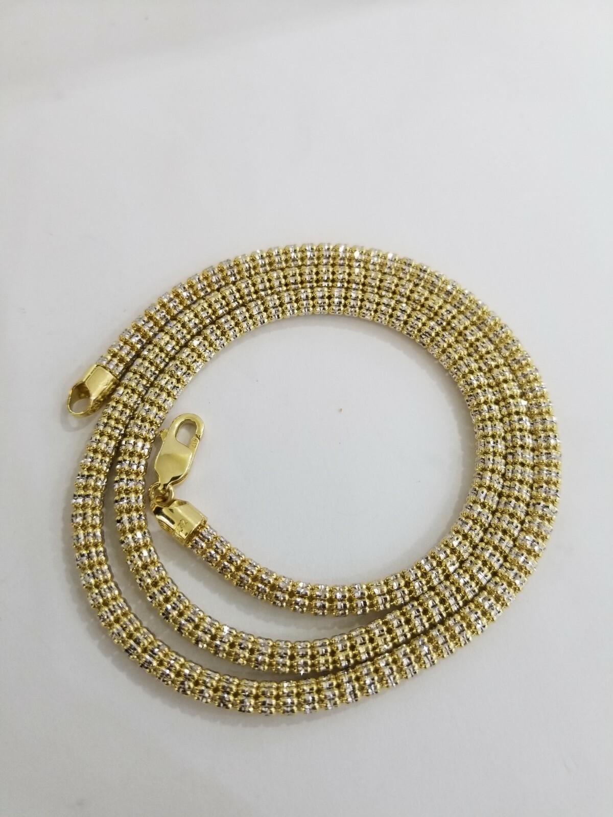 10k Yellow Gold Iced Bead Chain Diamond Cut Men Women 24″ Necklace 5mm REAL