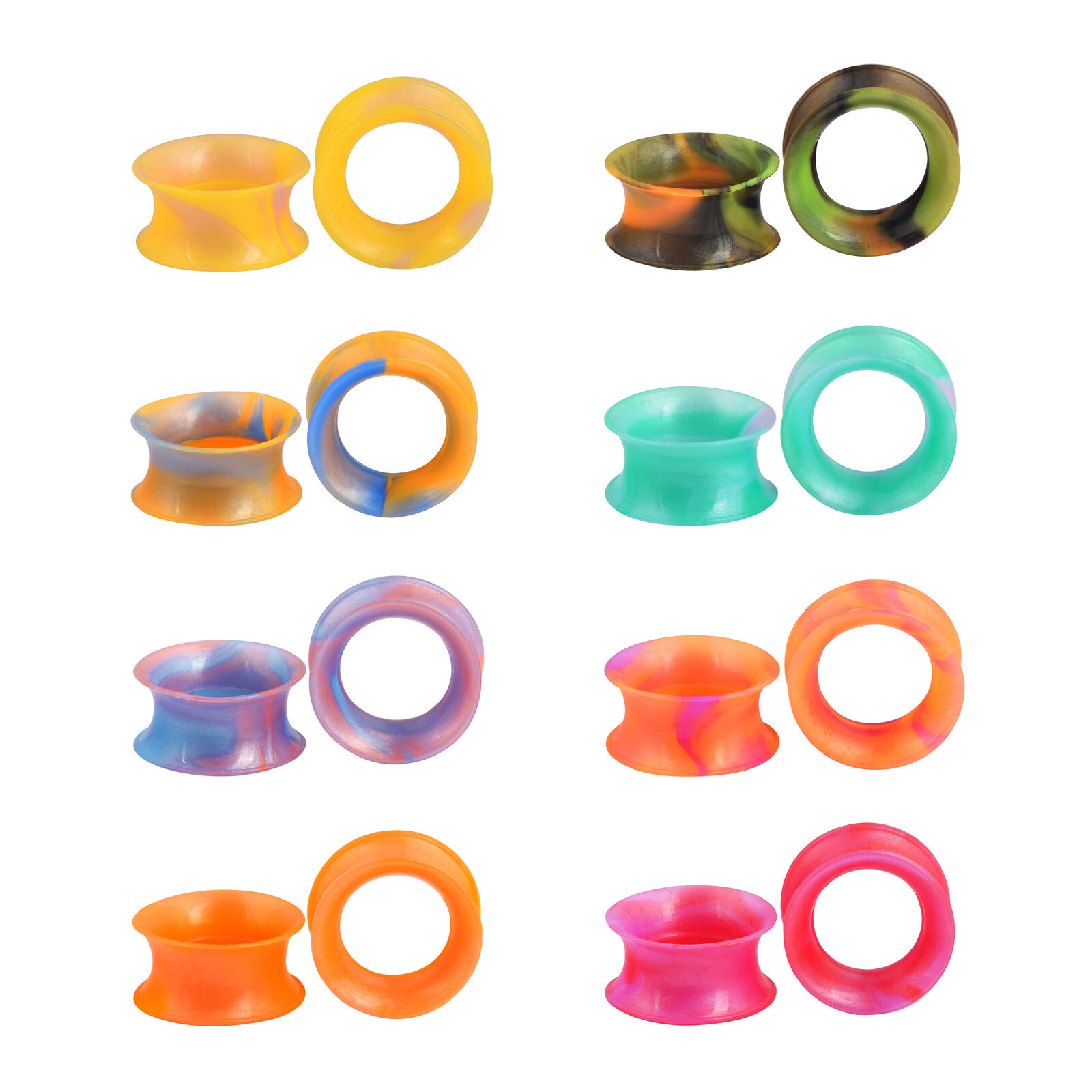1Pair Colorful Soft Thin Silicone Double Flared Tunnels Ear Gauges Plugs Earskin