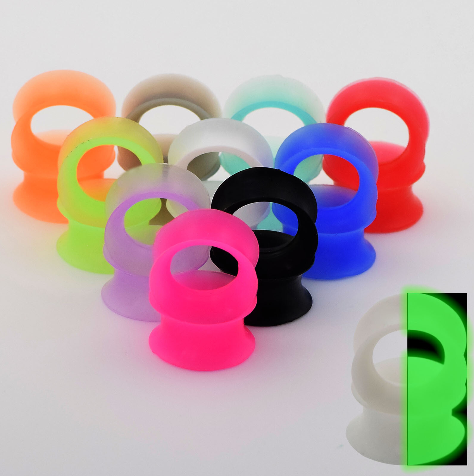 40pcs Colorful Silicone Ear Plug Tunnels Ultra Thin Skins Soft Gauge Kit 2g-3/4″