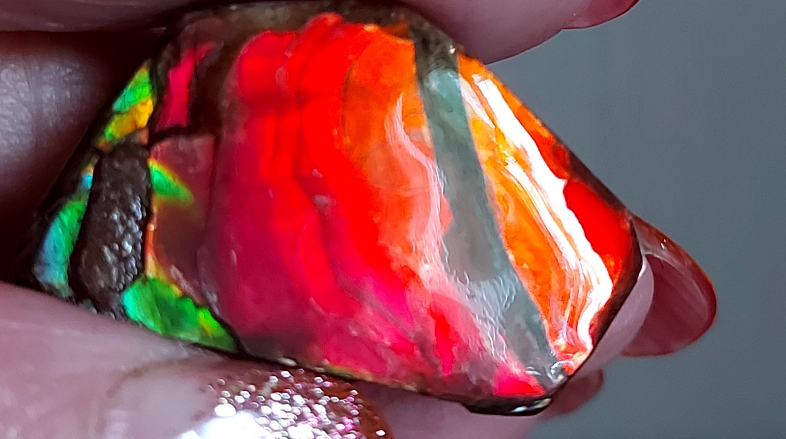 Ammolite Ammonite Coated Stone Color Changer BEAUTY 30.3x22x7mm 5697
