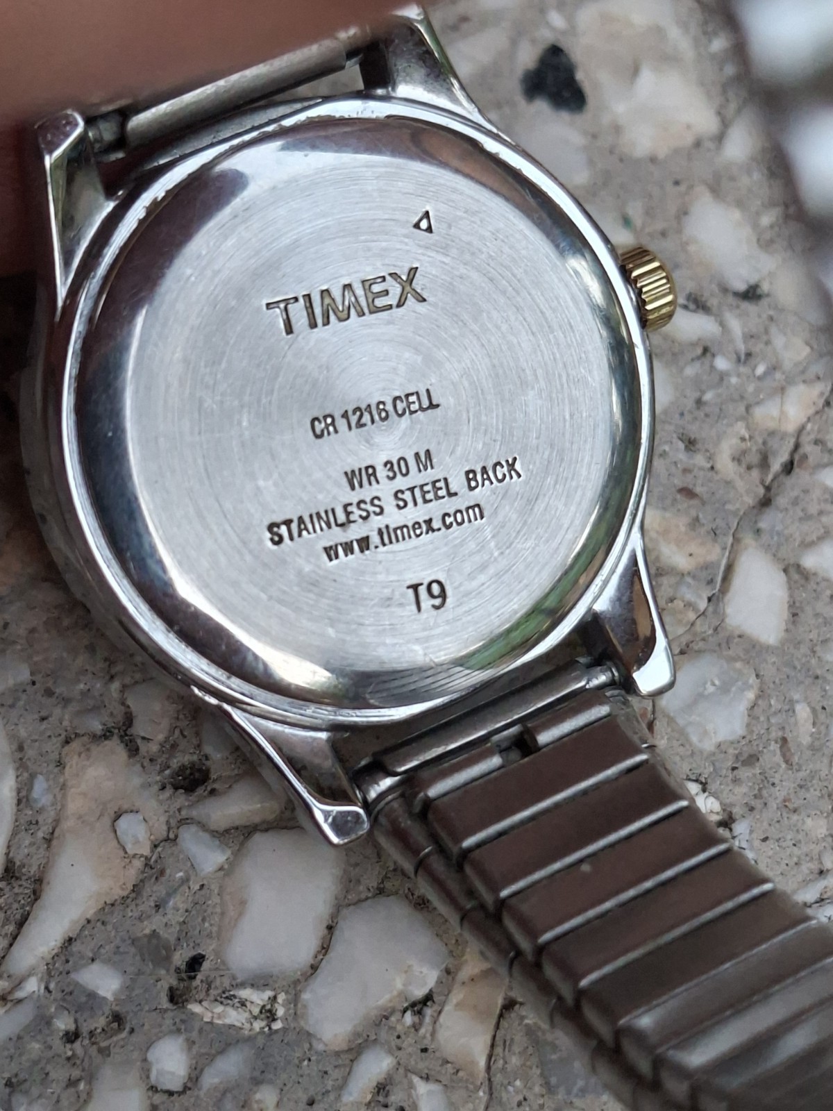 Timex Indiglo Two-Tone Quartz Watch Date White Dial WR30M Expansion Band