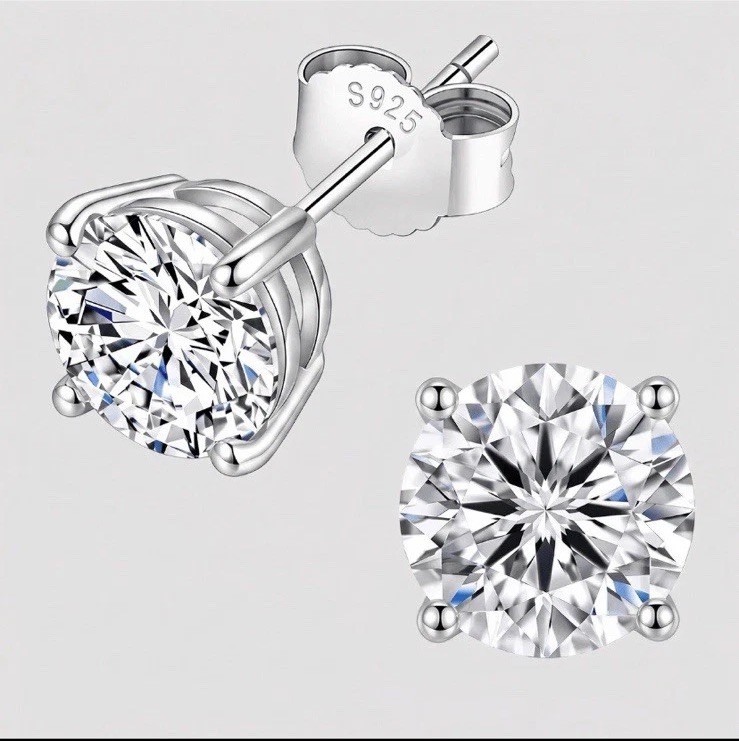 VVS1 Moissanite Solid Sterling Silver Earrings