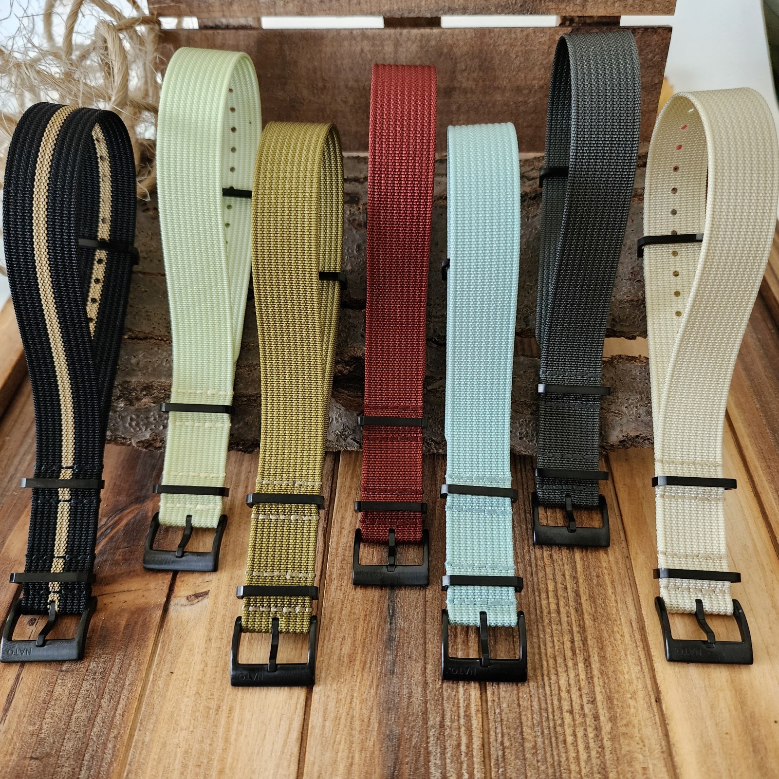 NATO strap Ribbed Fall Colors PVD Buckles Heavy Duty Water Resistant Watchbands