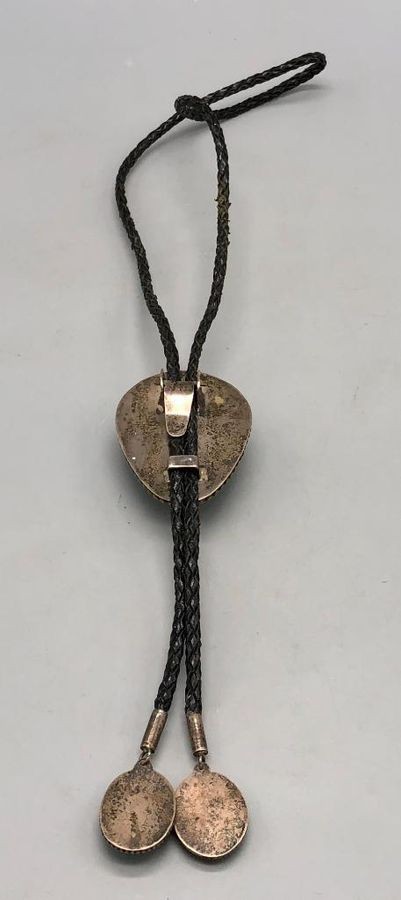 Turquoise Steer Head Bolo Tie Western Silver Leather Cord Statement Piece