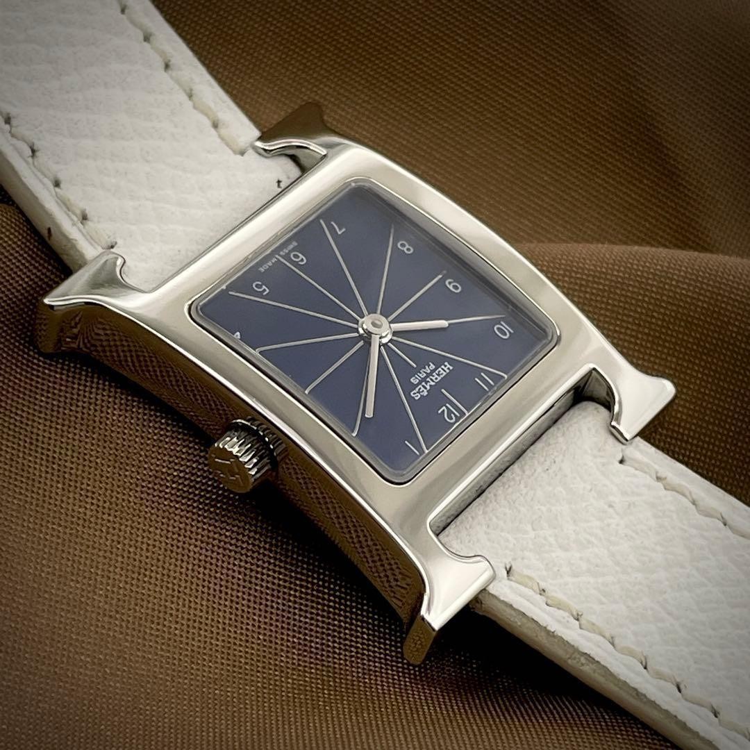 Hermes H Watch HH1.210 Double Tour Quartz White Ladies Japan 075605