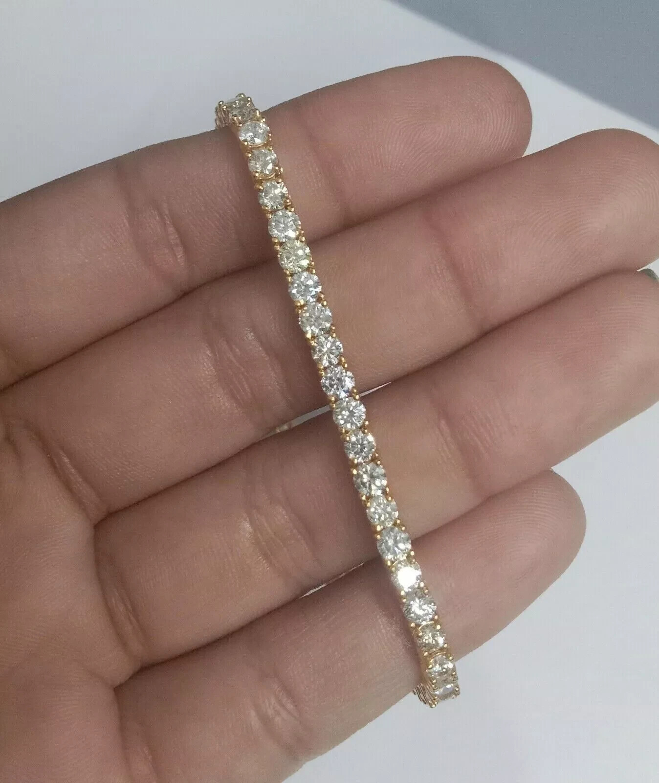11Ct Round Cut Lab Created Diamond Tennis Bracelet 7.5″ 14K Yellow Gold Plated