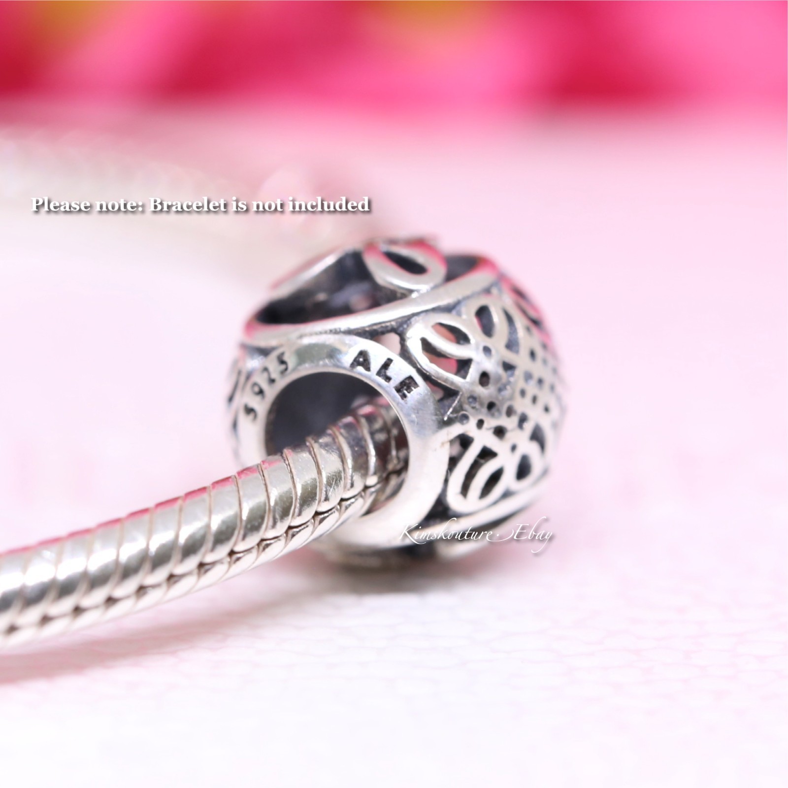 Authentic Pandora Vintage J Alphabet Charm Sterling Silver Bead 791854CZ