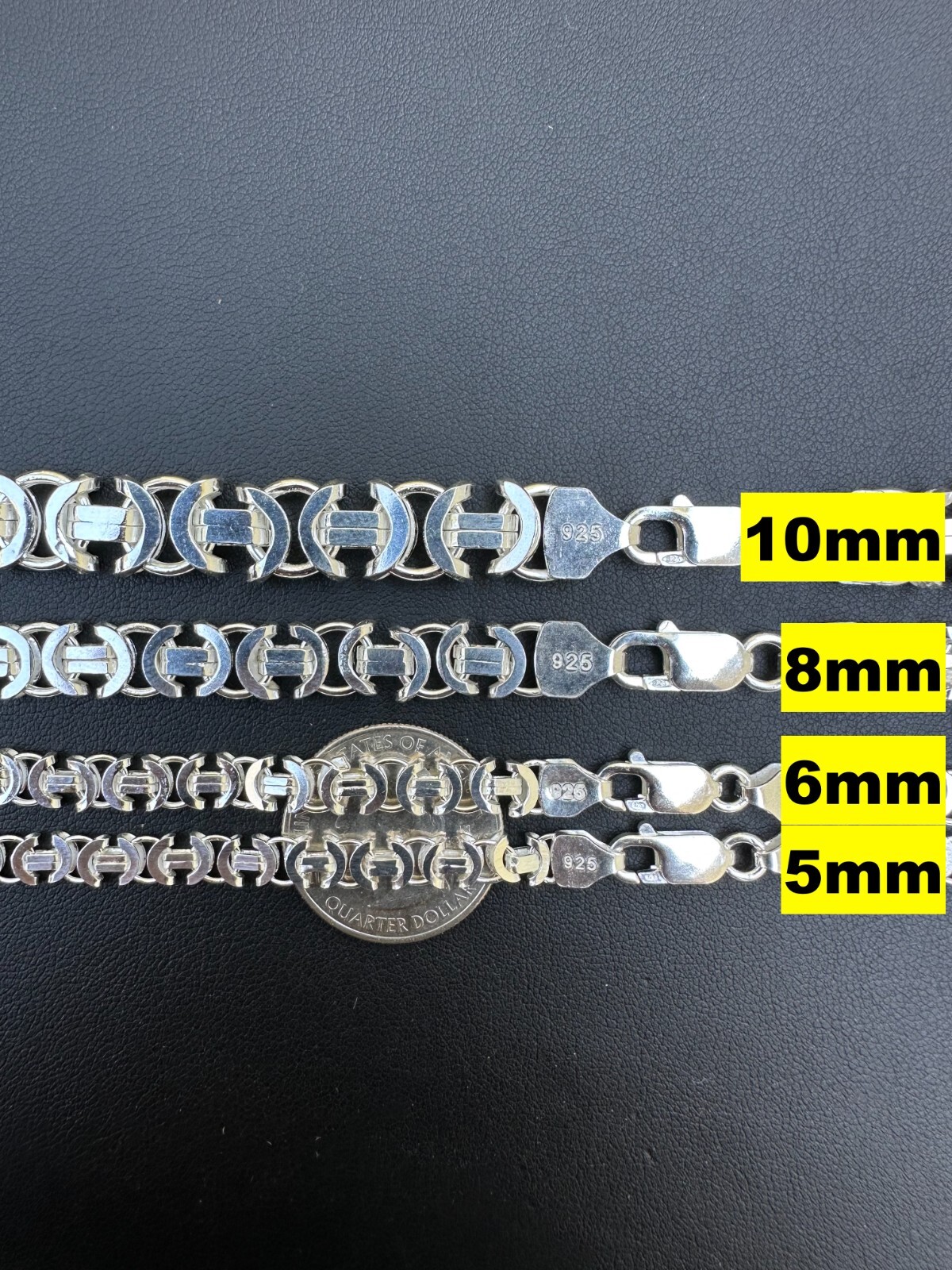 Real Solid 925 Sterling Silver Flat Byzantine Chain Mens Necklace Or Bracelet