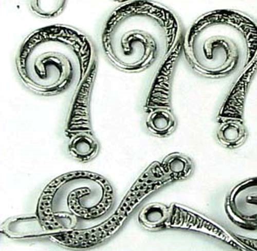 20 pcs / 10 pair Antique Silver Pewter Spiral Hook Clasps