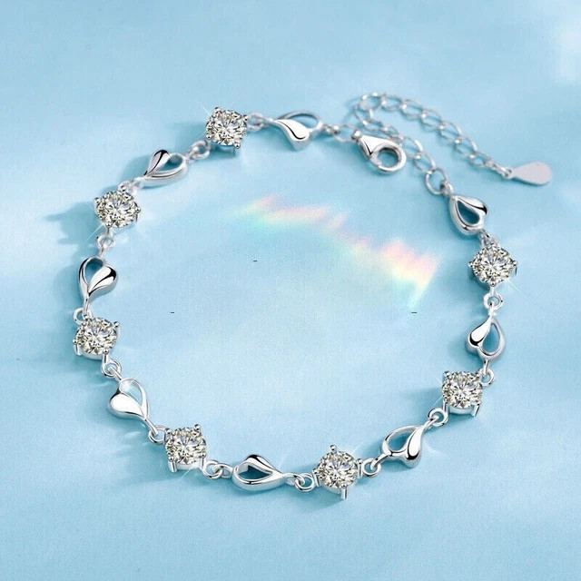 5Ct Round Lab Created Diamond Women’s Heart Bracelet 14K White Gold Plated