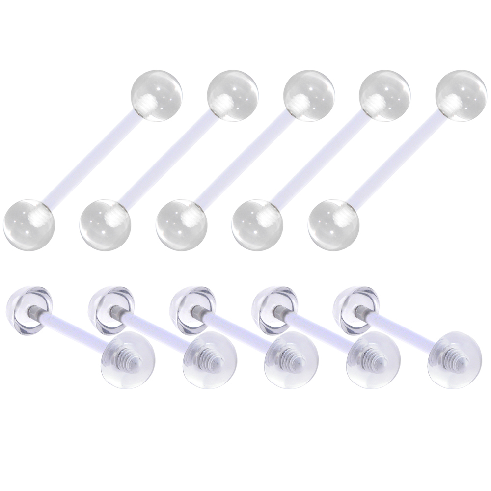 Tongue and Nipple Piercing Retainer 10 Pack – Ball and Half-Ball Beads