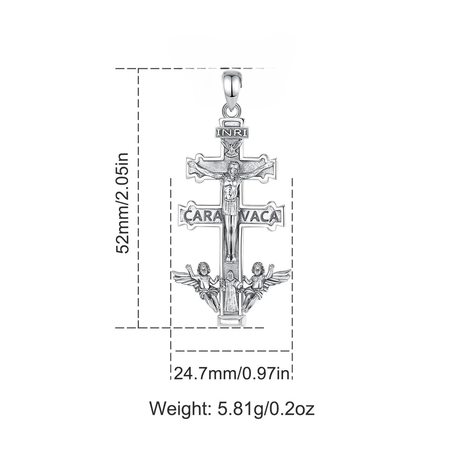 925 Sterling Silver Devotional Caravaca Crucifix Necklace