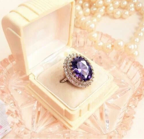 4.00 Ct Oval Cut Natural Amethyst & Diamond Wedding Ring 14K Yellow Gold