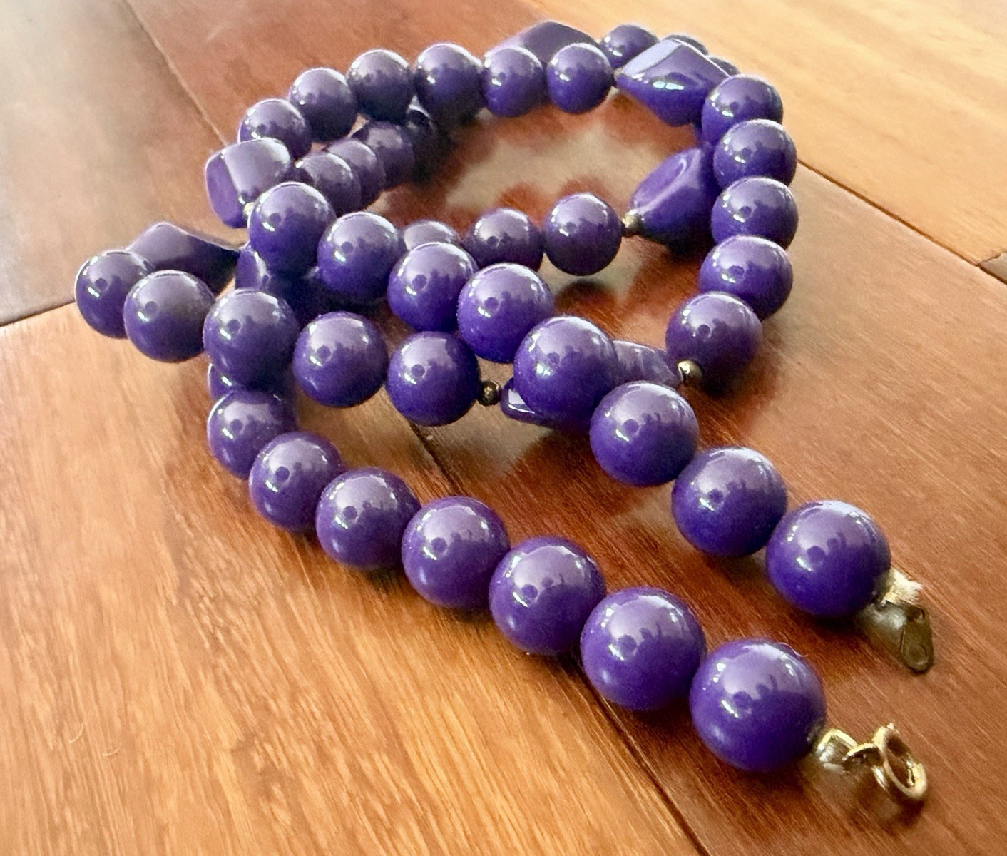 Vintage Retro Chunky Purple Bead Statement Necklace