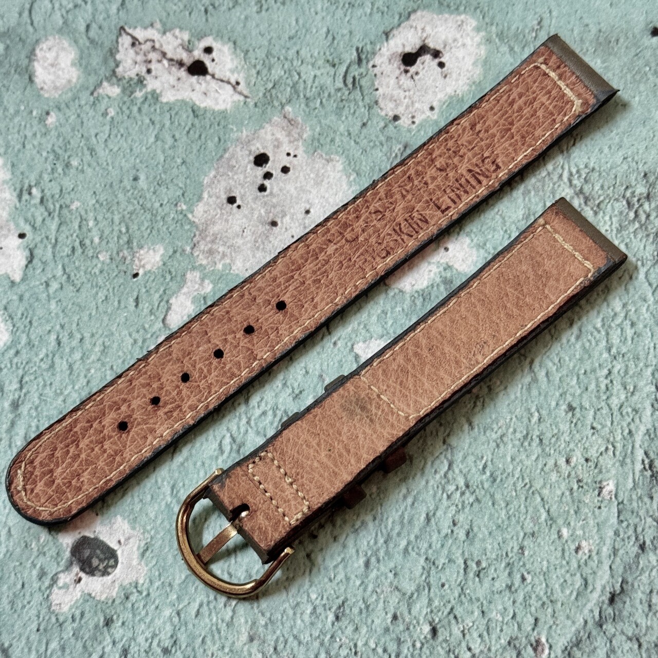 Gray Alaskan Calf 1930s/40s American vintage 14.5mm watch band Pigskin lined NOS