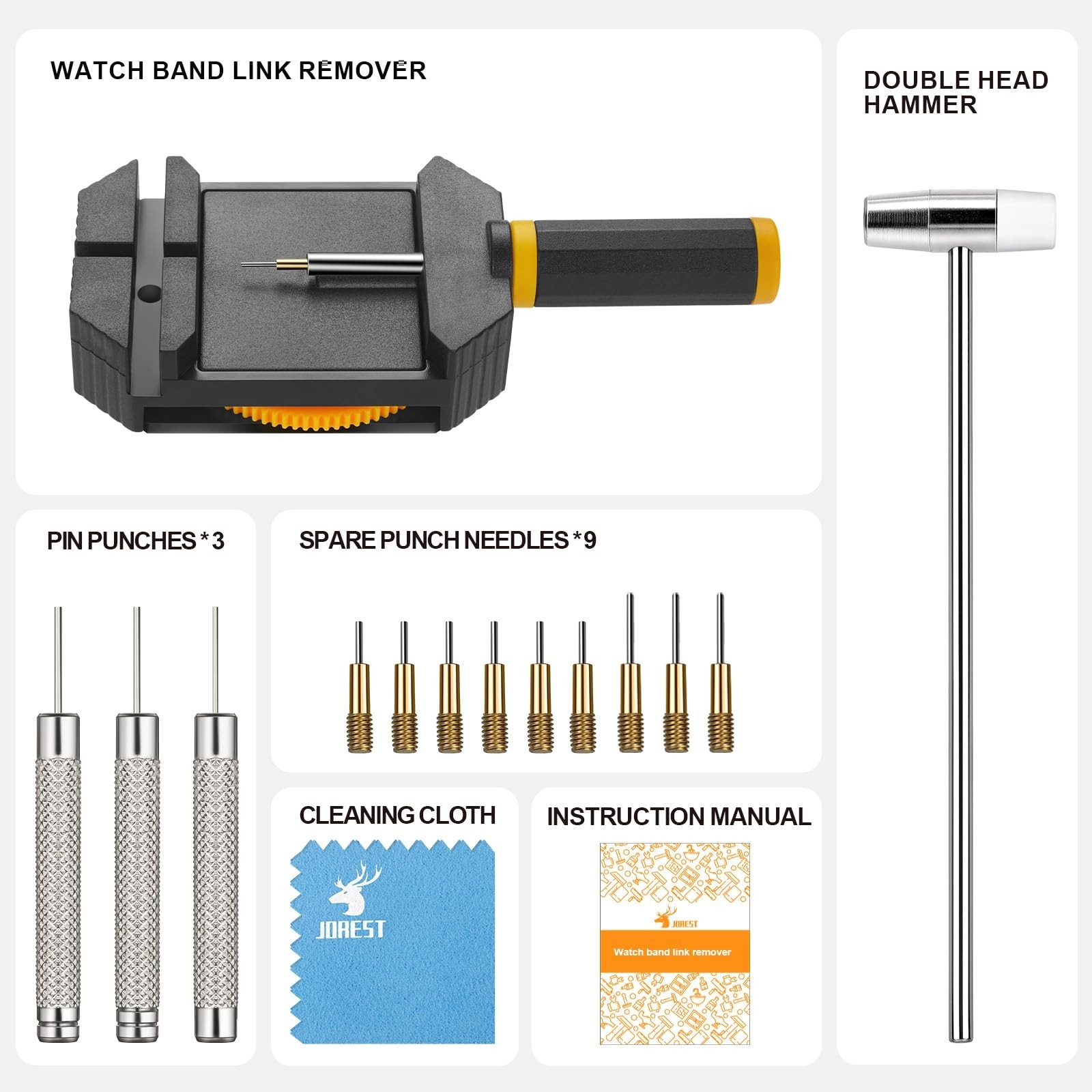 Watch Link Removal Kit – Bracelet Resizing Tool, Pin Remover & Hammer for Repair