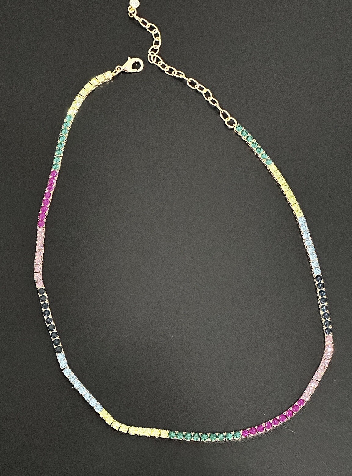 On 34th GoldTone Multicolor Crystal All-Around Tennis Necklace, 16″+2”ext $49.50