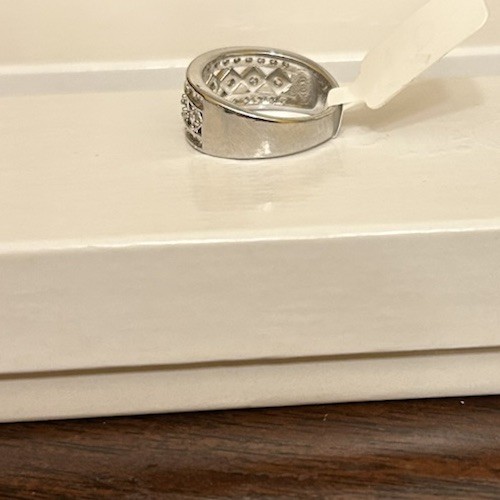 Size 7 Half Eternity Band Diamond CZ Silver Tone No Mark