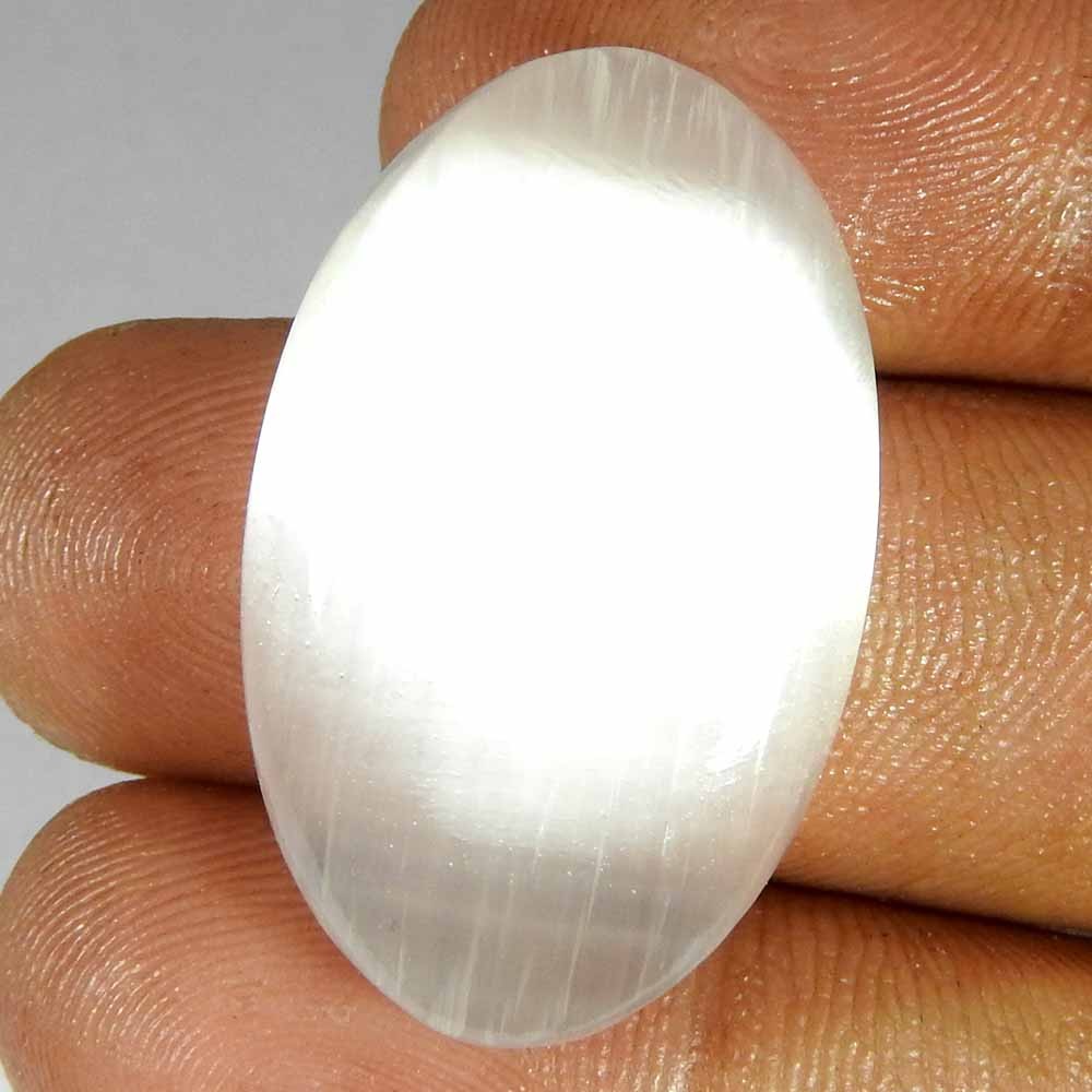 33.20Cts100%Natural White Good Selenite Oval Cabochon Loose Gemstone