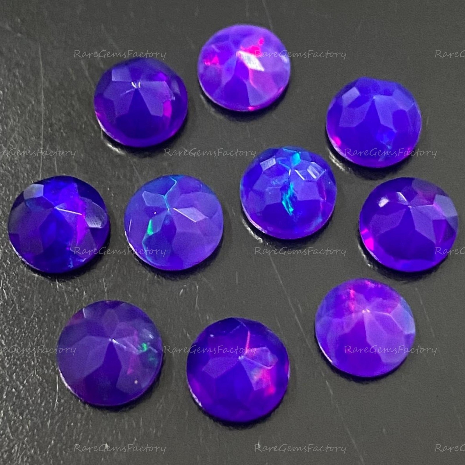 Natural Purple Ethiopian Opal Round Faceted Cut AAA Grade Calibrated Gemstones