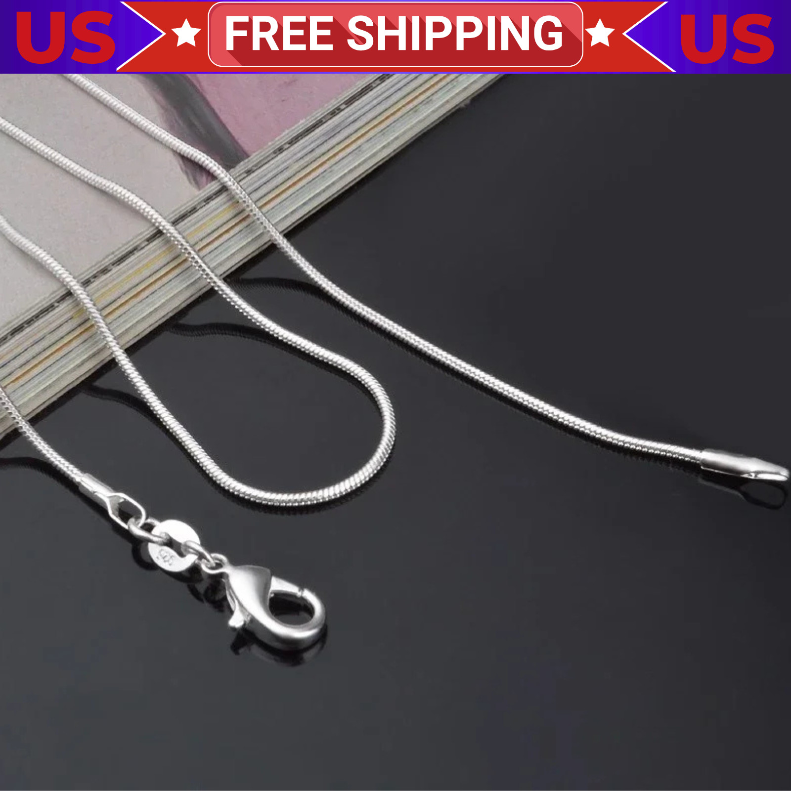 Men&Women’s 925 Sterling Silver Tarnish-Free Italian Snake Chain Necklace 16-24*
