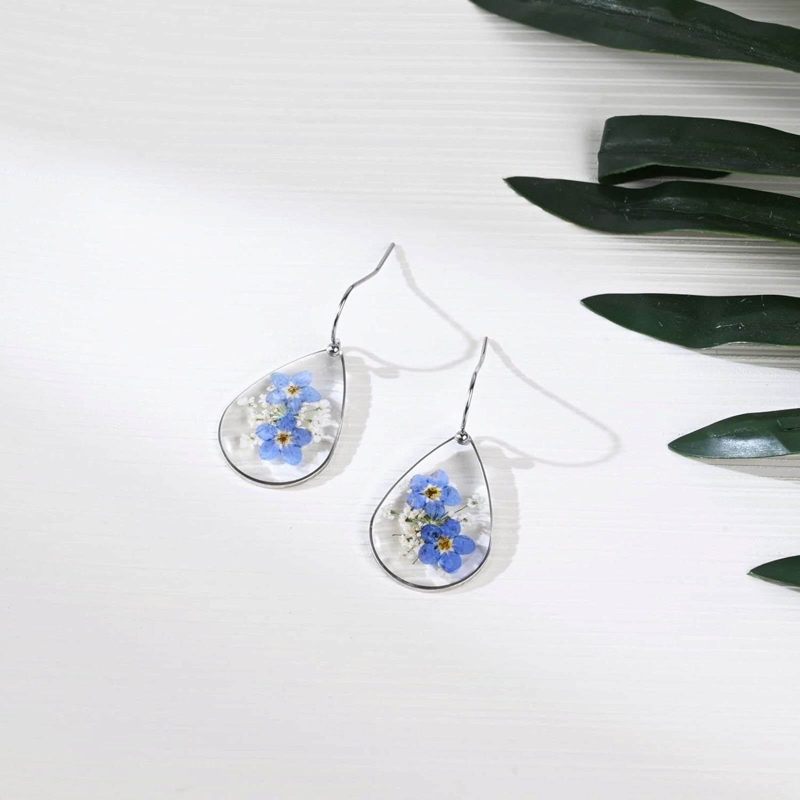 Flower Silver Plated Drop Earrings for Women Cubic Zirconia Lab-Created C2