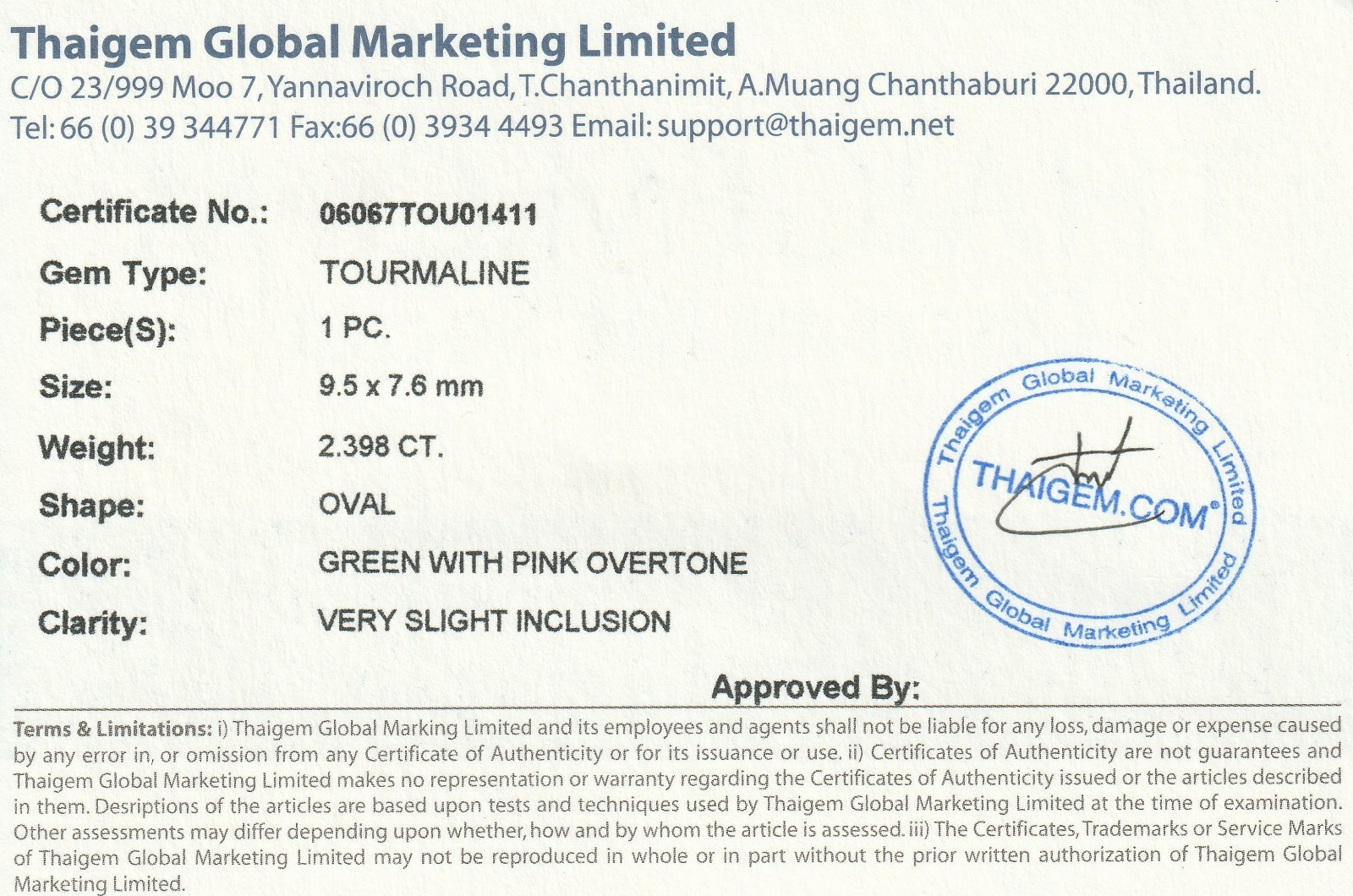 TOURMALINE. Green with Pink Overtone. Oval, VSI. 9.5×7.6 mm, 2.398 Carats.