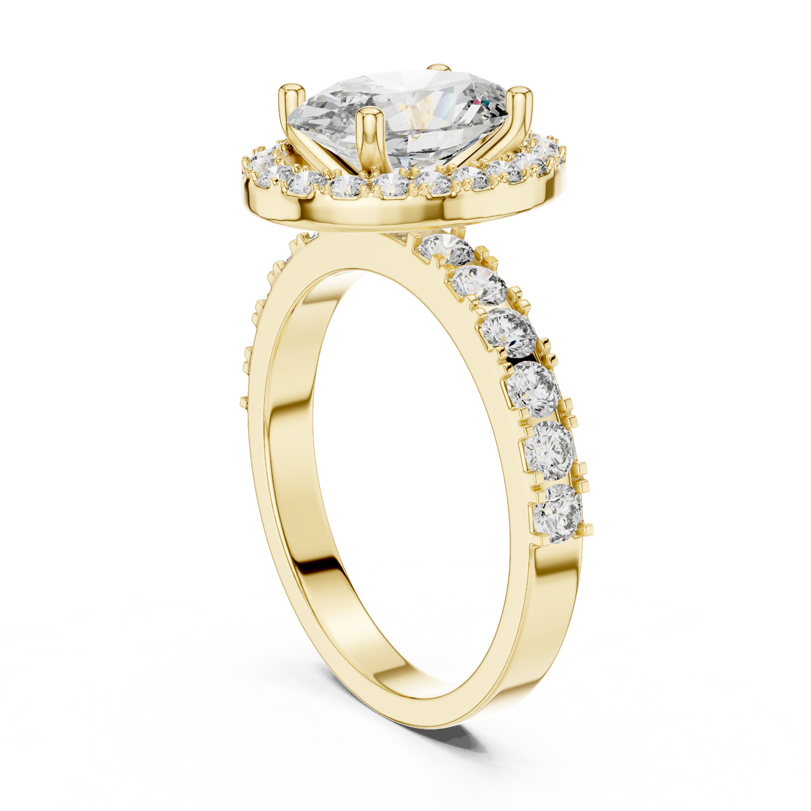 2.50 Ct Round Cut Natural Moissanite Engagement Halo Ring 925 Sterling Silver