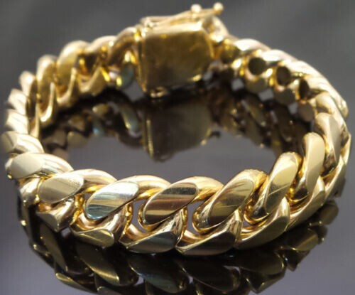 Men’s Miami Cuban Link Bracelet & Chain Combo Set Gold Plated Stainless Steel