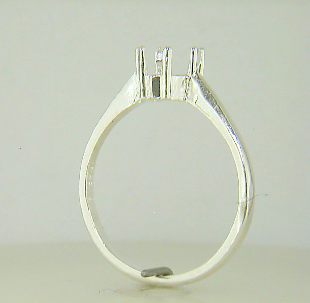 Six Prong Heart Shape Solitaire Ring Setting Sterling Silver