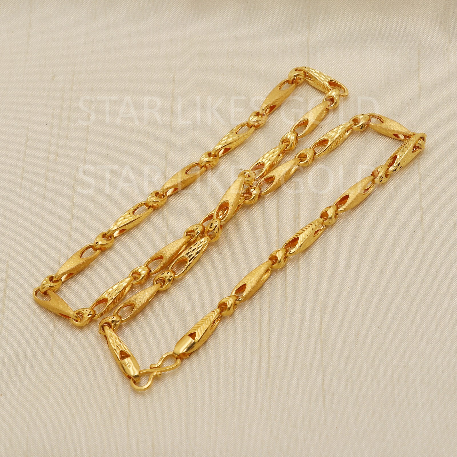 22K Yellow Gold Diamond Cut Machine Chain 19.75″ 16.56g 4.5mm Textured Link 916