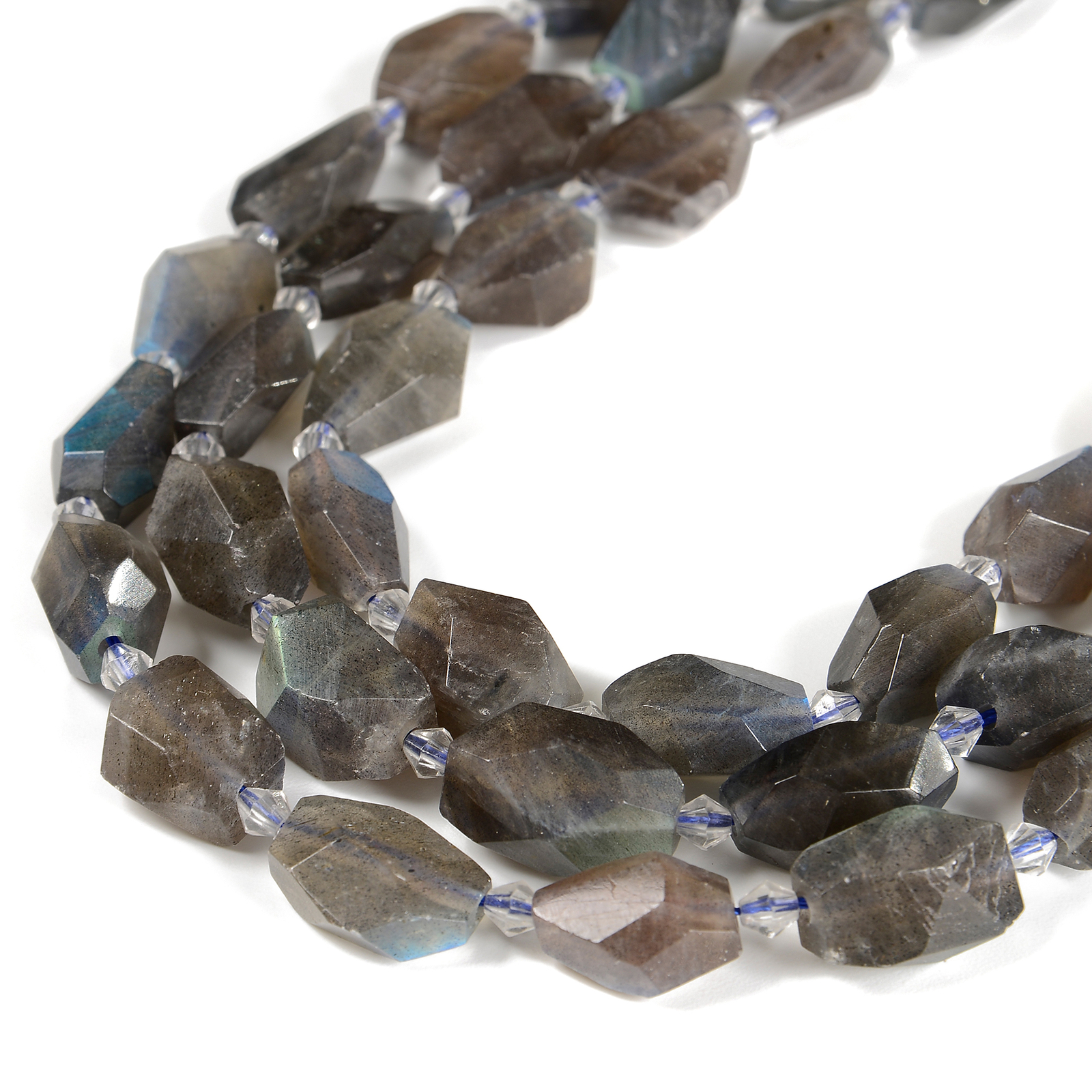 Labradorite Faceted Nugget Chunk Beads 10-15×18-25mm 12-18×20-30mm 15.5” Strand