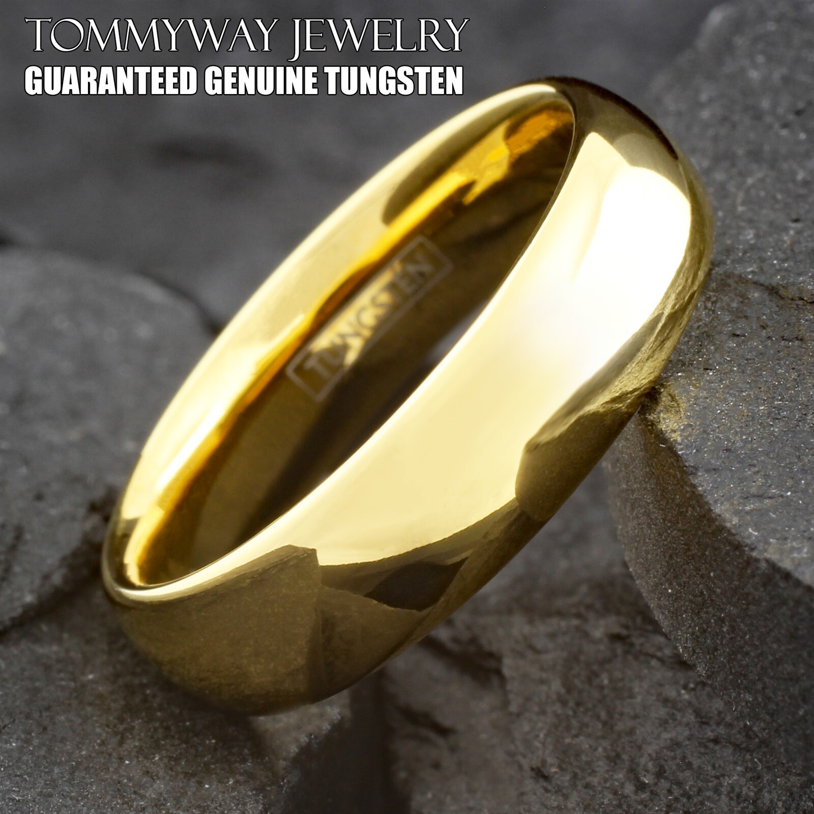Tungsten Carbide Men’s 14K Gold Plated Wedding Band Ring 6mm Jewelry