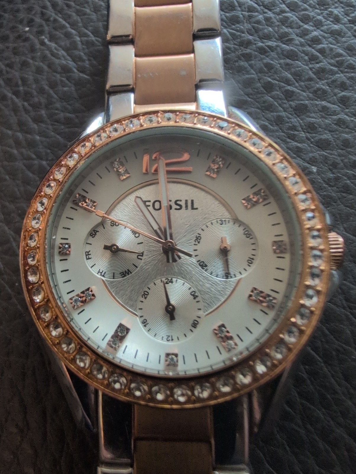 Fossil Riley ES2787 251403 Women Stainless Steel Analog Silver Dial Wrist Watch