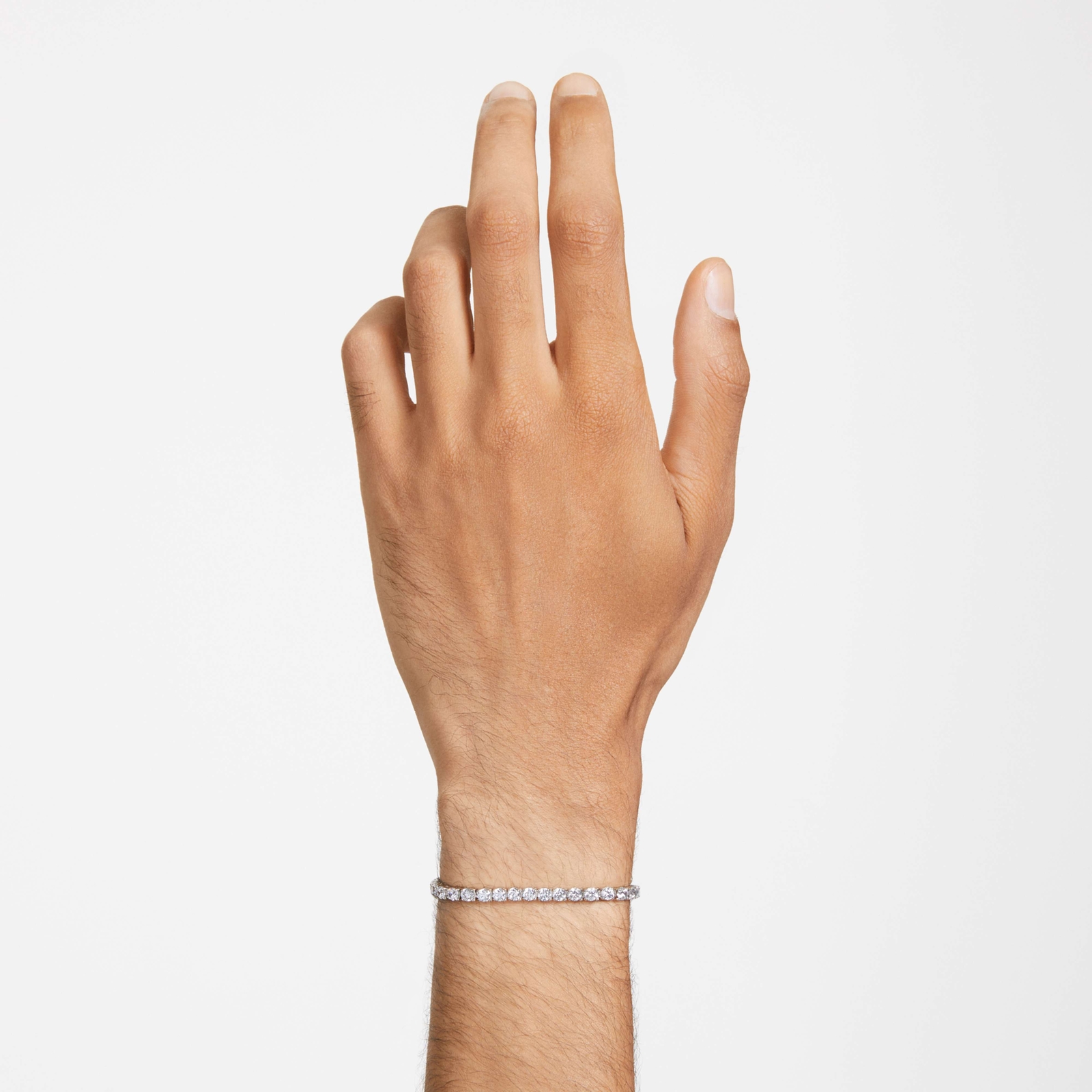Swarovski Matrix Tennis Bracelet, Round Cut White, Rhodium Plated, Small 5648936