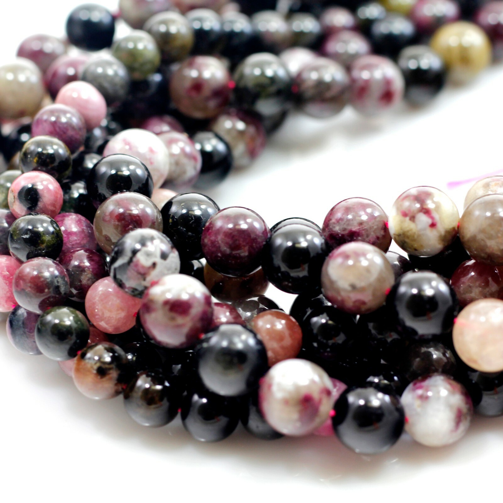 High Quality Natural Multi-Color Tourmaline Round Beads 15″ 4 5 6 7 8 9 10 12mm