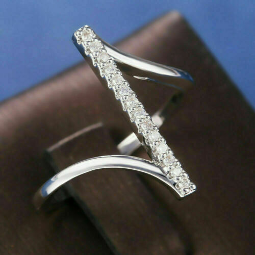 1.20 Ct Round Simulated Diamond Sweeping Bypass Wedding Ring 925 Sterling Silver