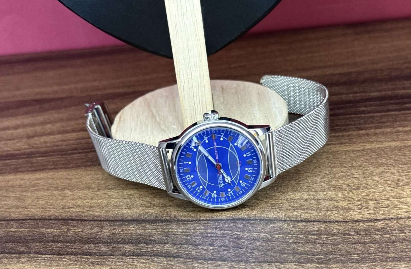 Watch Raketa 24h Automatic Wrist Blue Polar Mens Russian Dial Soviet USSR Strap.