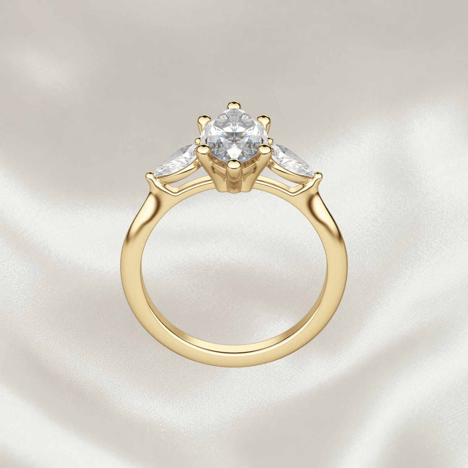 14k Yellow Gold IGI Certified Lab Grown Diamond Engagement Ring 2.50 Ct Marquise