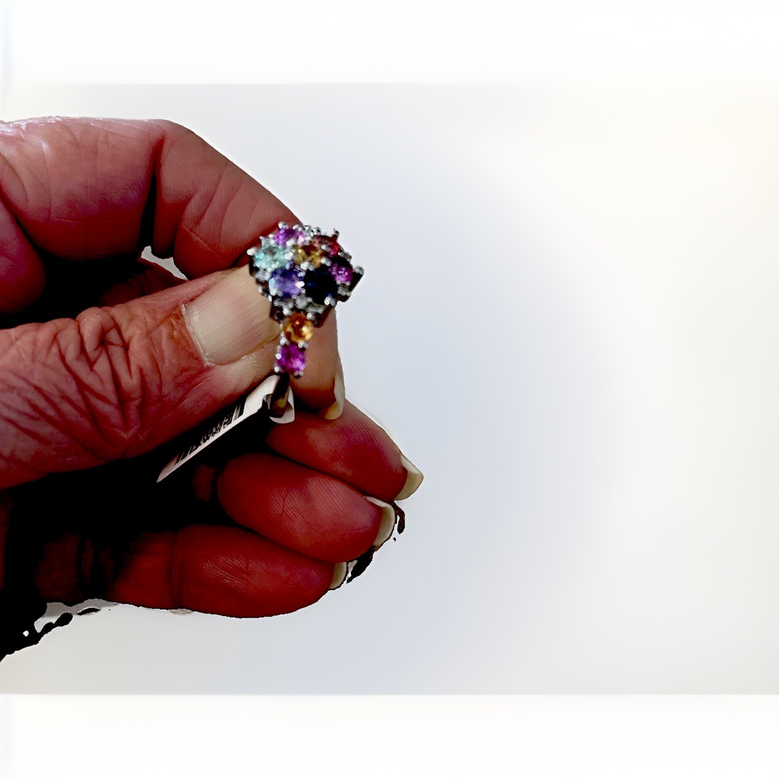 Multi-colored, Size 10 Simulated Sapphire Ring (Rhodium Over Sterling Silver)