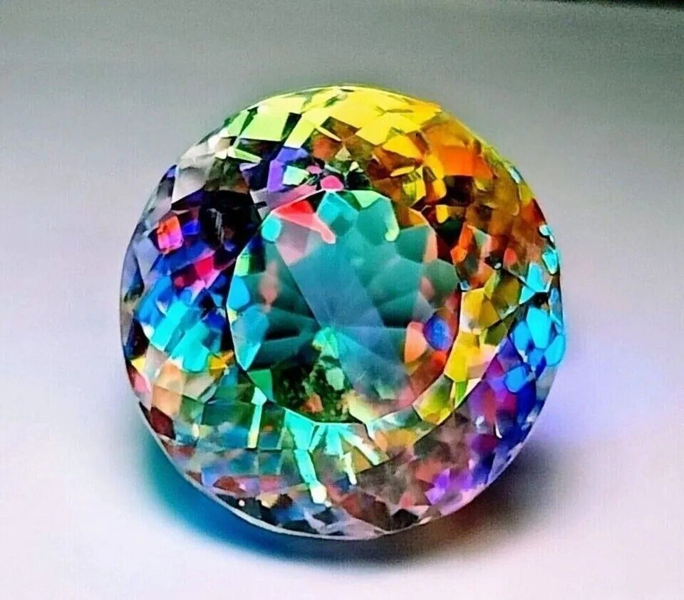 Natural Mystic Topaz Rainbow Color Round Cut Certified 45.30 Ct Loose Gemstone