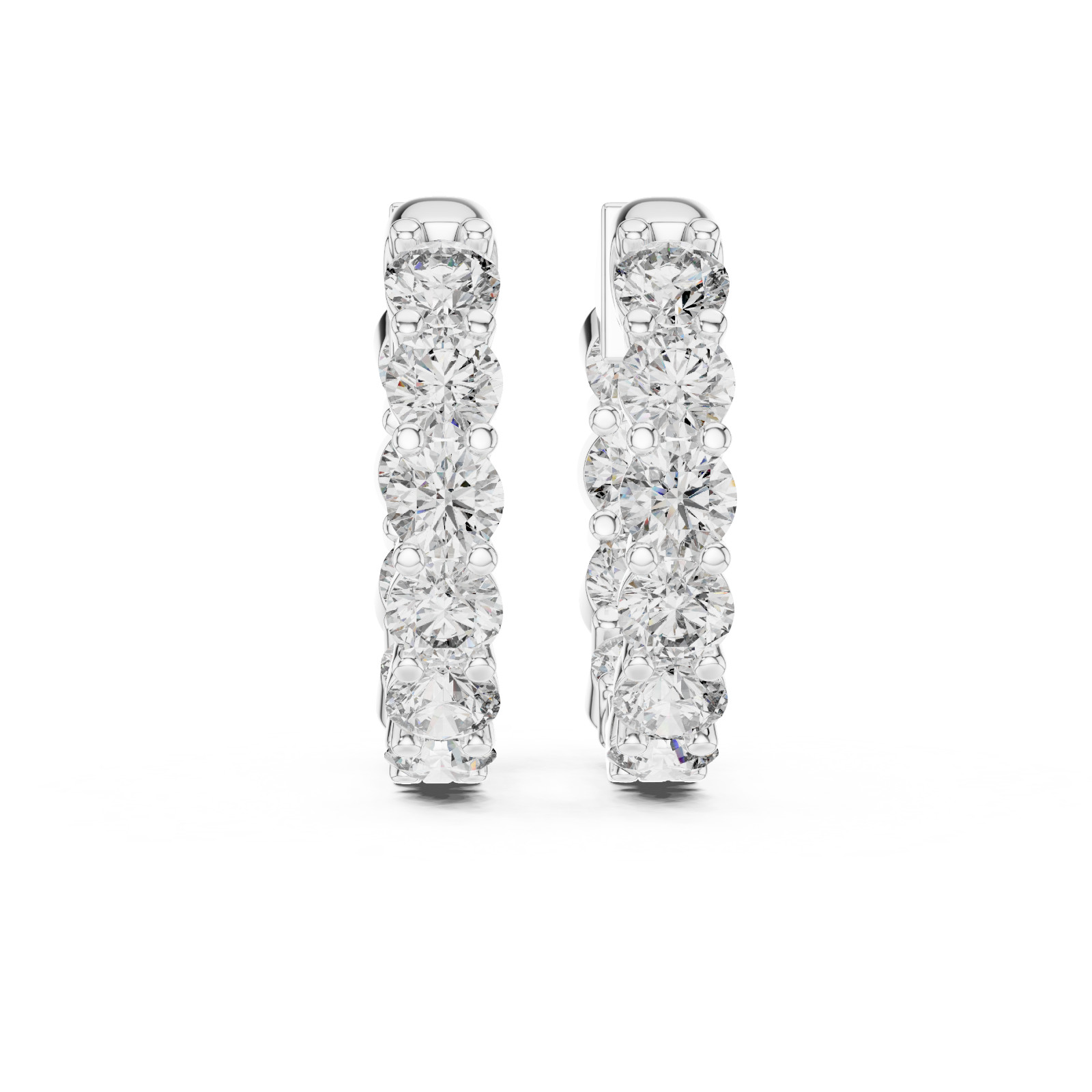 Lab Created Genuine Diamond Hoop Earrings in 925 Solid Sliver