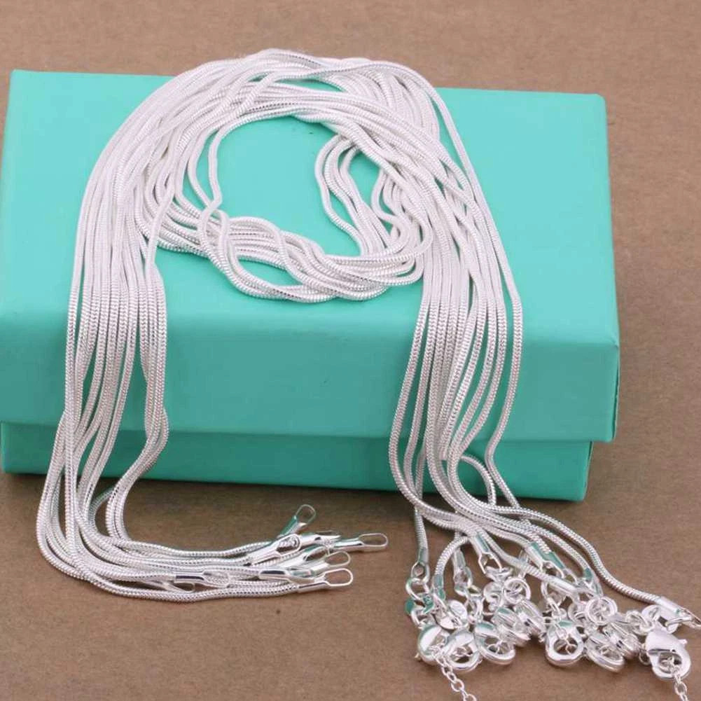 10pcs Hot Sale 925 Sterling Solid Silver 1mm Snake Chain Necklace Jewelry Gift