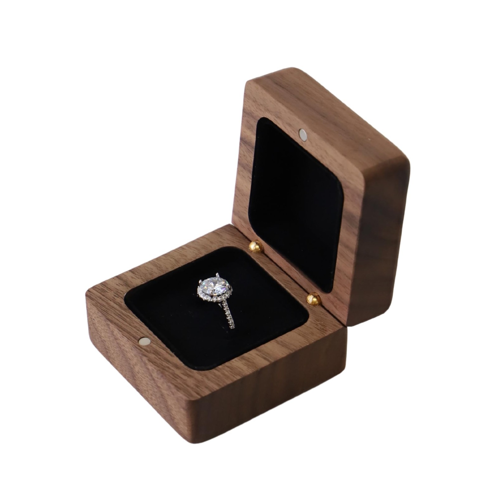 Vintage Solid Wood Ring – Hand-Polished Engagement Ring Holder for Proposal, …