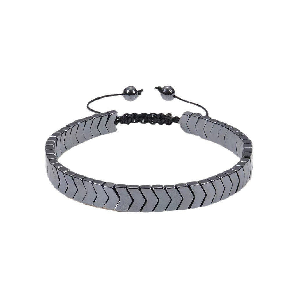 New Hematite Bracelet Natural Black Adjustable Healing Men Women Reiki