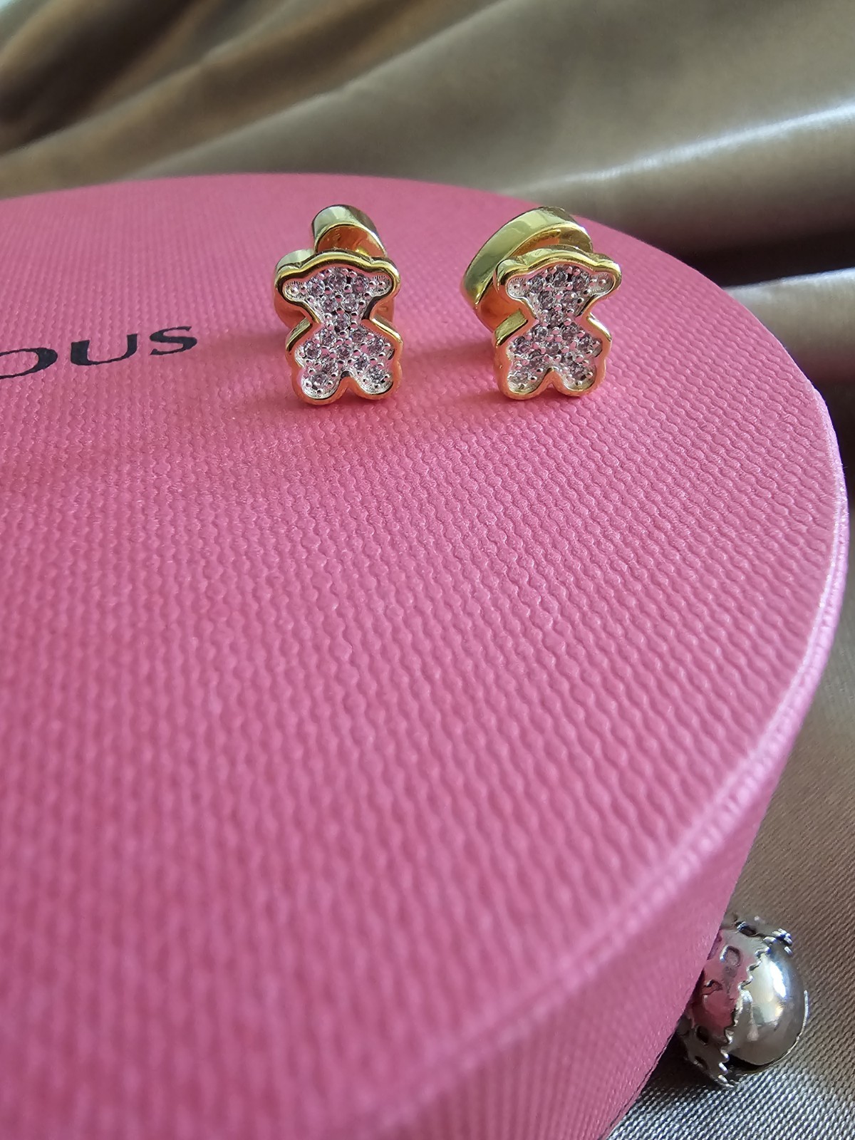 🧡💛💫Last One EARRINGS STUDS TOUS S925 VERMEIL RINESTONE BEAR