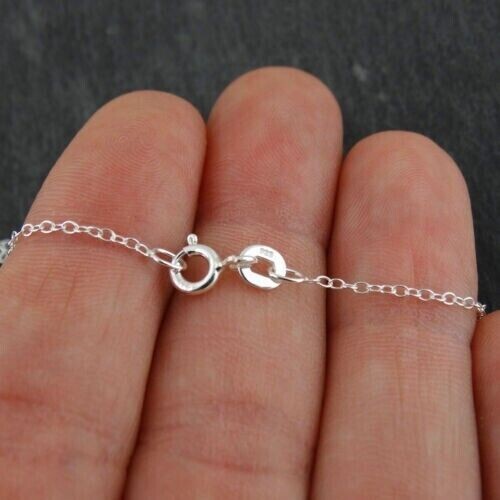 Solid 925 Sterling Silver 1.2mm Cable Rolo Chain Necklace -16″ 18″