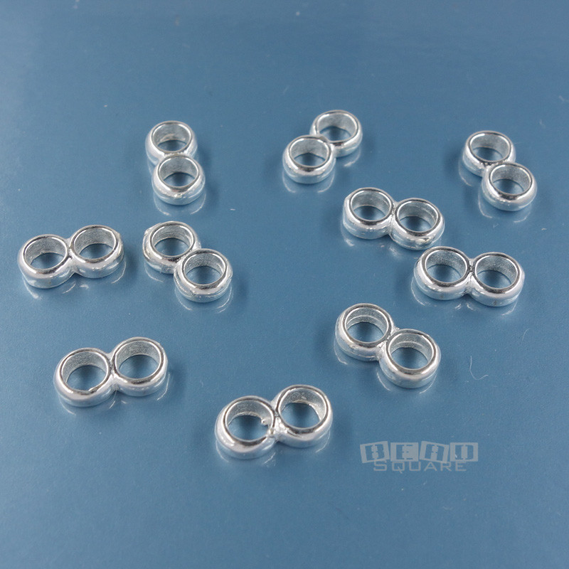 10PC Solid Sterling Silver 2 Strand Spacer Bar / Figure 8 Connector 7.6mm #33021