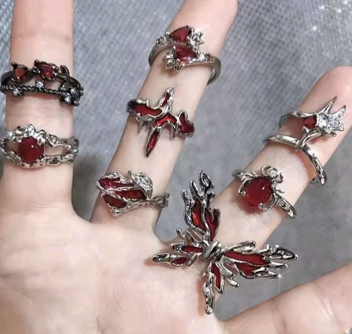 Enchanting Red Black Couple Ring His/Her Made for Lovers Valentine’s Day Edition